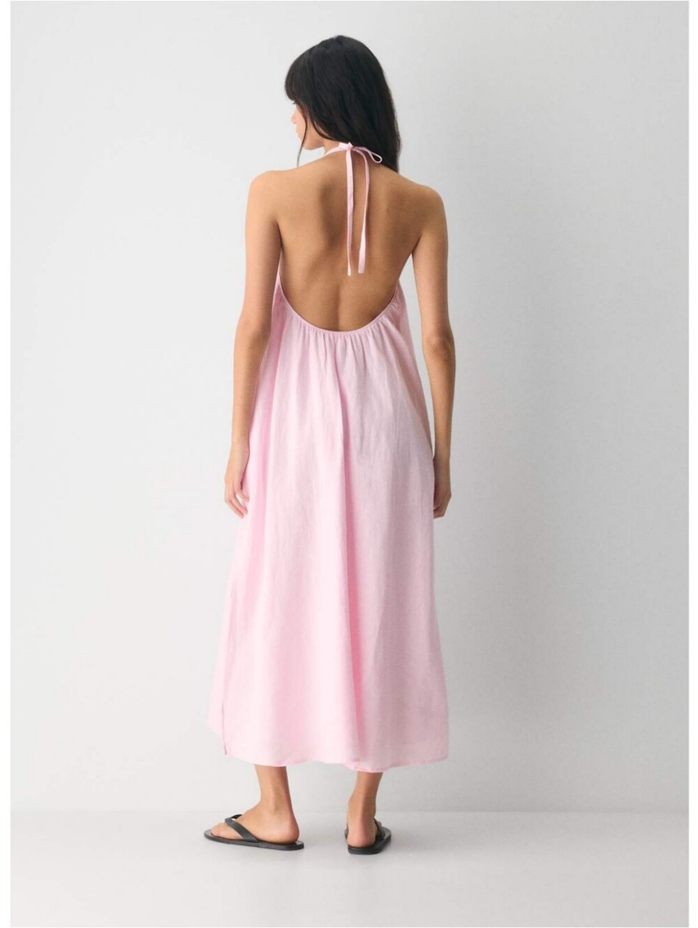 Little Moon × Aritzia Sunpost Linen Halter Dress Villa Pink Nwt - Picture 4 of 9